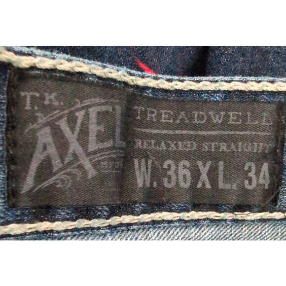 Y2K Relaxed Straight Embroidered Flap Pocket Jeans 36x34 Preppy Grunge High Rise - Picture 4 of 7